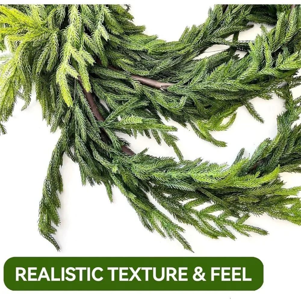 NWOT Real Touch Norfolk Pine Christmas Garland Artificial Green Holiday - Picture 5 of 9